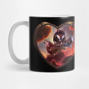 Awesome wolves howling at the setting sun Mug